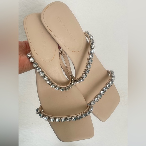 Chelsea & Violet Nude Heels with Crystal Accents - Picture 7 of 12